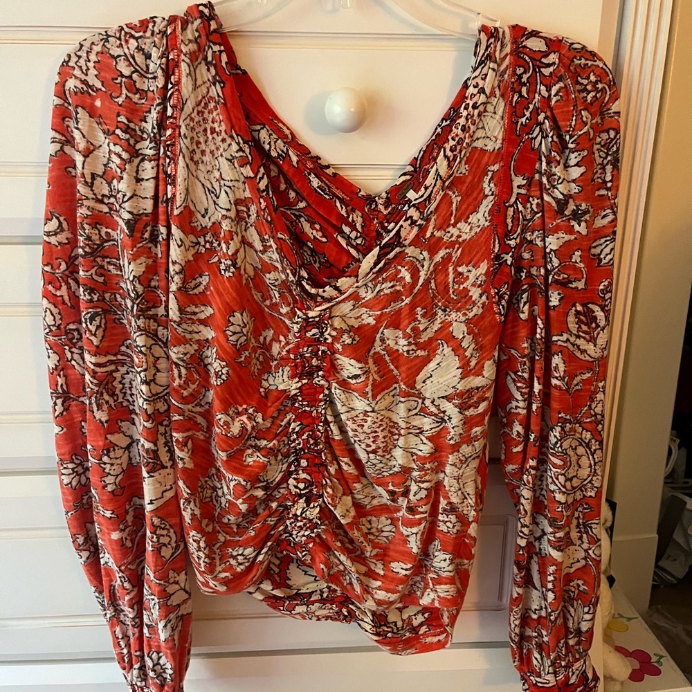 Free people Floral Ruched Top